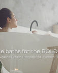 Woman taking a bubble bath using TOA Waters bubble bath