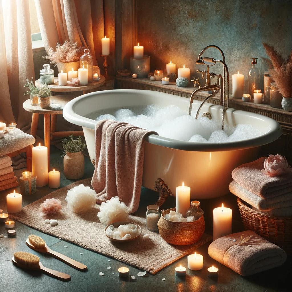 Serene bubble bath scene. Last minute holiday gift ideas.