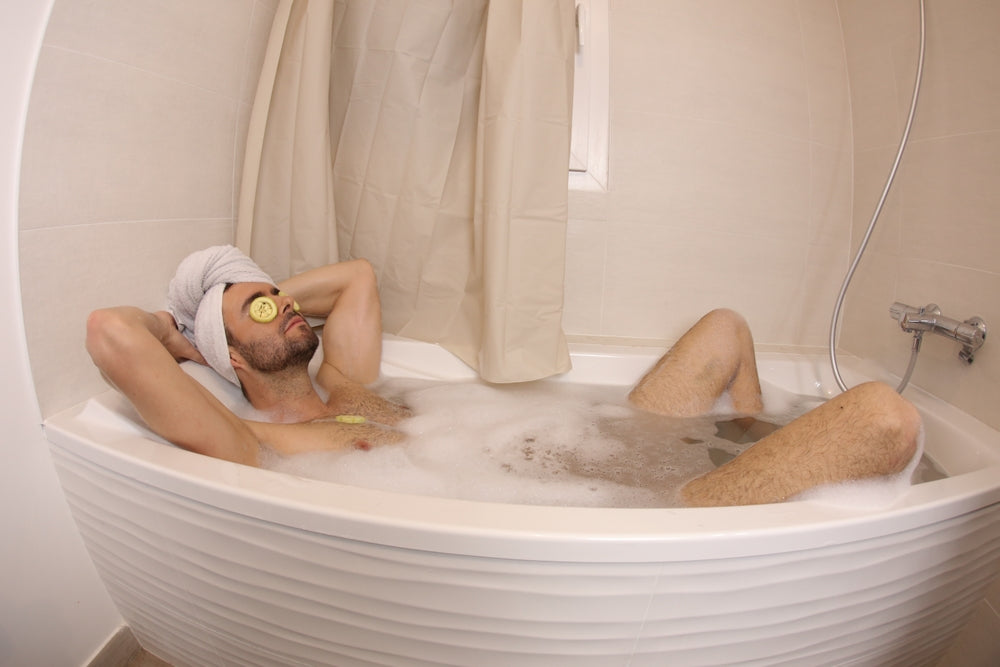Super relaxed male in relaxing bath