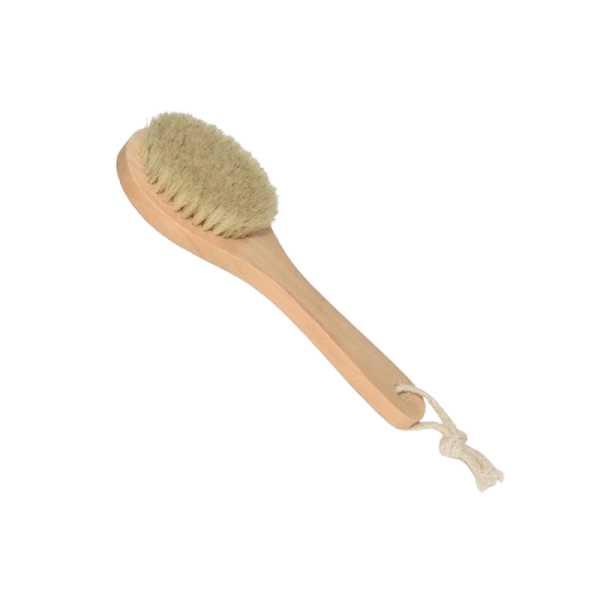 dry skin body brush with short wooden handle 1